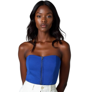 Forever 21 Blue Peplum Bustier with Front Zipper